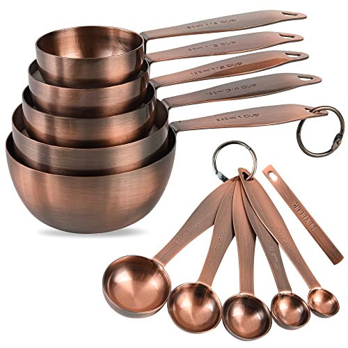 Copper measuring cups and spoons set
