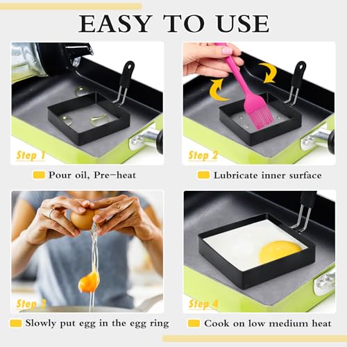 4'' Square Egg Rings with Silicone Handle