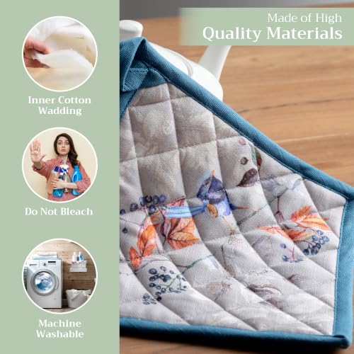 Pot Holders 100% Cotton Potholders (037 - Equinoxe - Grey / 8" x 8" (Pot Holder Pack of 2))