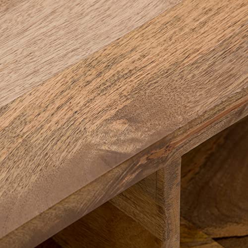 Lockhart 30" Wide Solid Mango Wood Drum Coffee Table in Natural (Wide Lift Top Coffee Table / 48 inch / Refined Natural)