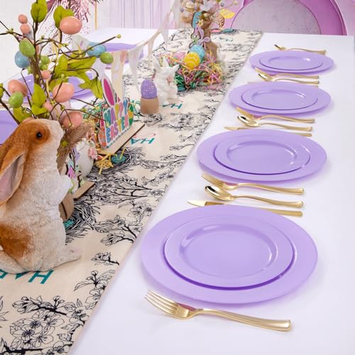 60PCS Purple Plates (60 Count)