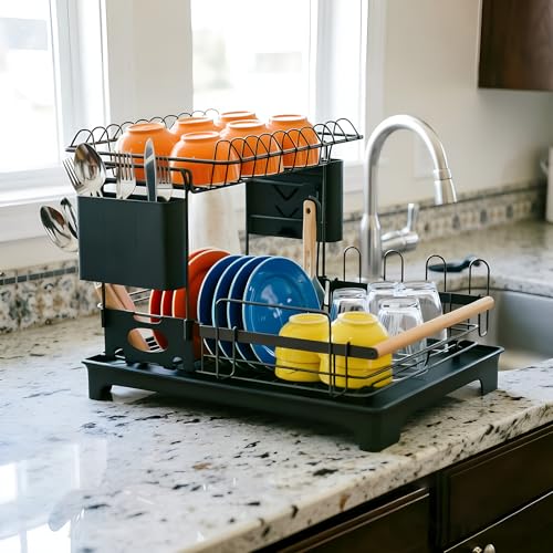2 Tier Dish Rack Large Capacity Dish Drying Rack for Kitchen Counter Anti