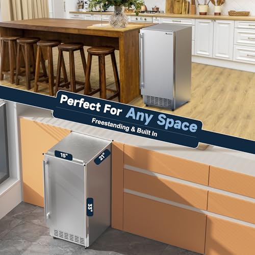 15" W Commercial Under Counter Ice Maker Machine (80lbs/24H / Under Counter Ice Maker-Silver)