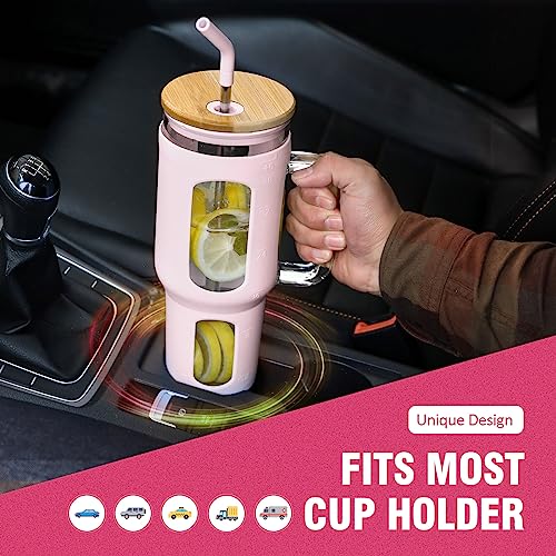 Glass Tumbler with Lid and Straw (CottonPink / 46 Ounces)