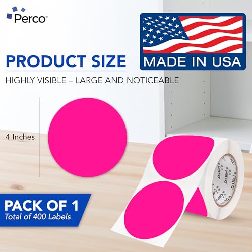 Neon Pink Round Circle Dot Sticker 4 (Neon Pink / 4 Inch)
