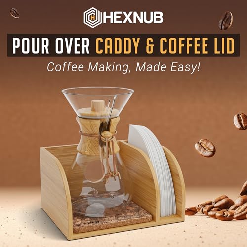 Pour Over Caddy with Lid for Chemex Bodum Cosori Coffee Makers Cork (Cork-1)
