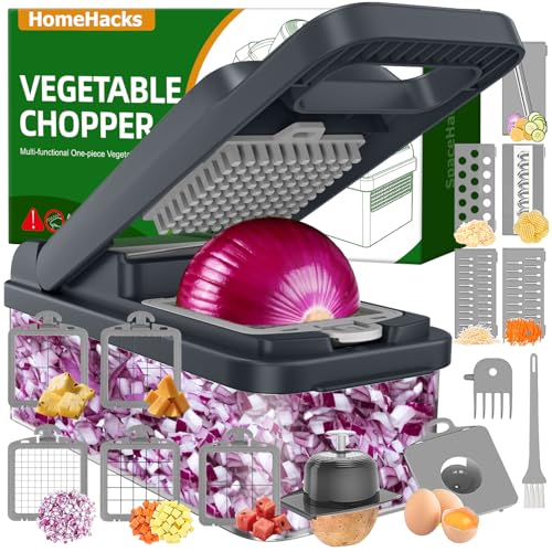 Veggie Chopper Vegetable Cutter (Gray / 10 blades)