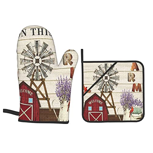 Oven Mitts and Pot Holders Sets of 4 (Pot Holders-437)