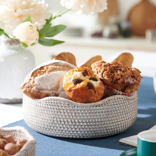Rattan Bread Basket (Set of 3 (Small/Medium/Large) - Whitewash)