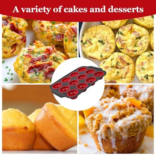 Silicone Muffin Pan (12 Cups Red)