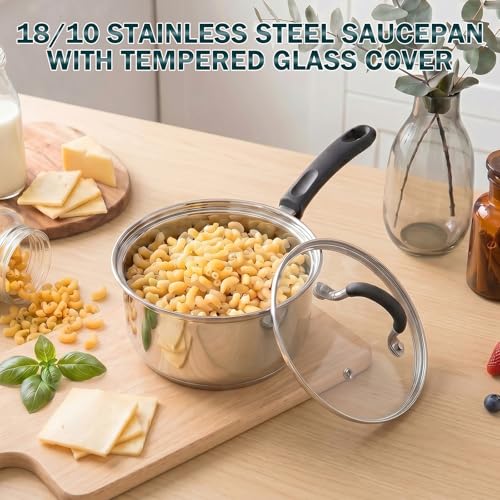Professional 1 Quart Stainless Steel Saucepan with Lid