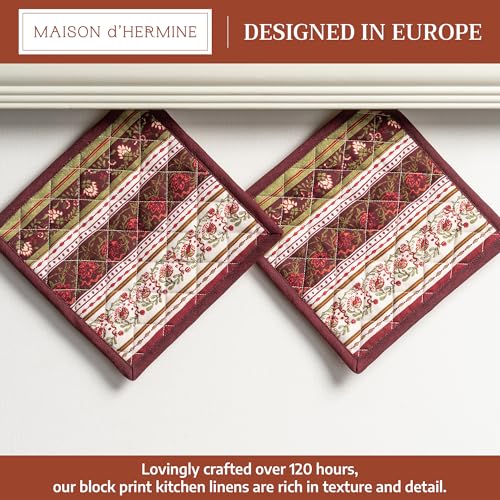 Pot Holders 100% Cotton Potholders (051 - Reveillon Au Jardin / 8" x 8" (Pot Holder Pack of 2))