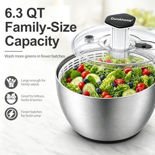 6.3 QT Stainless Steel Salad Spinner (6.3 QT)