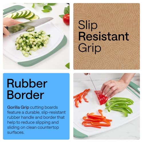 BPA Free Reversible Kitchen Cutting Board (Mint/White / Large (Pack of 3))