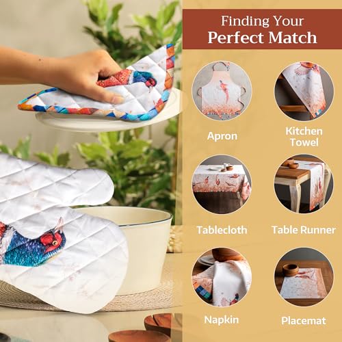 Maison d'Hermine Oven Gloves 100% Cotton Oven Mitt (084 - Faisan D'automne / 7.5" x 13" (Oven Mitt))