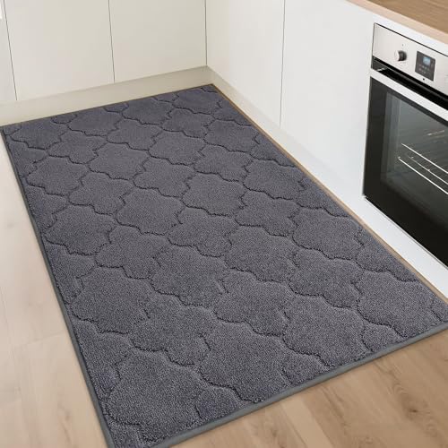 Kitchen Rugs Non Slip Washable 32"x48" (Dark Grey / 32"X 48")