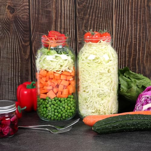 64oz Glass Wide Mouth Mason Jars (Silver Split Lids-64oz)