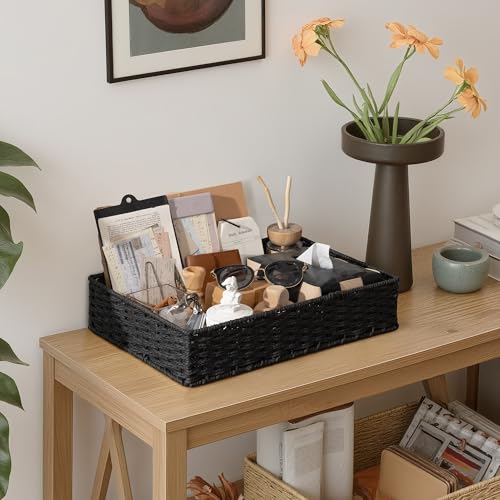 Large Toilet Paper Basket (Black / 15 ¾"L x 11 ¼"W x 3 ½"H)