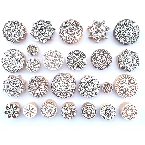 Round Mandala Wooden Block Printing Stamps (25 Pcs / Bulk01_25g)
