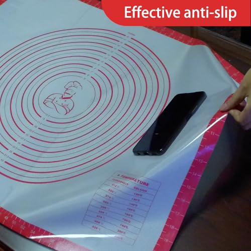 Pastry Dough Mat Silicone Baking Mats for Rolling Out Dough (Red / 24"L x 32"W)