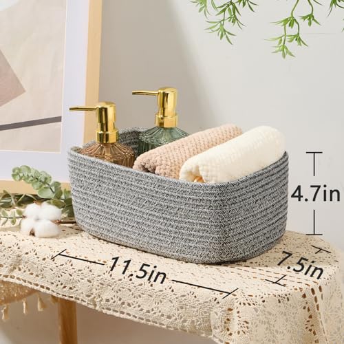 Small Storage Baskets for Organizing (3pcs-L11.5xW7.5xH4.7" / Grey)