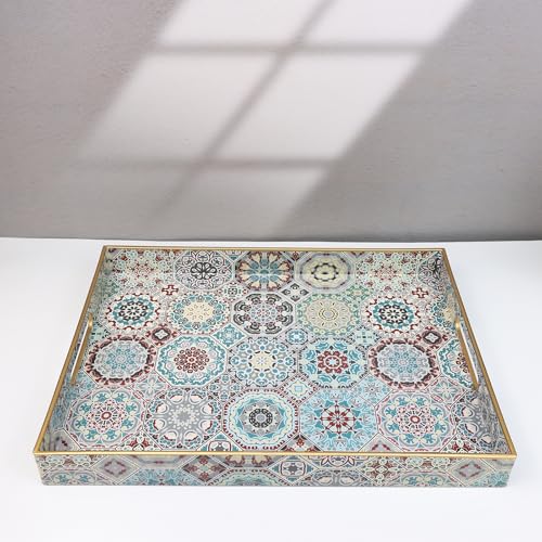 Decorative Serving Tray with Handles (Sp3040re2 / 16" x 12" x 1.6")