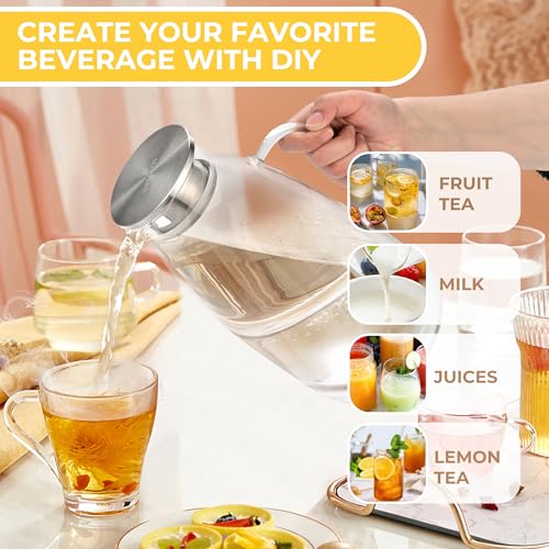 3 Liter 101 oz Glass Pitcher with Lid and Spout (101 Ounces / Clear)