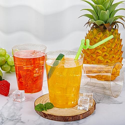 200 Pcs Gold Plastic Cups (Glitter-10oz-200)