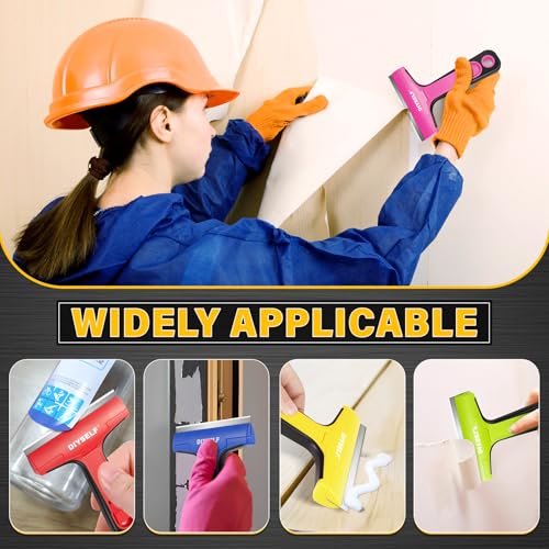 Window Scraper with 10 Extra 4" Razor Blades (10PCS Metal Blades / Pink)