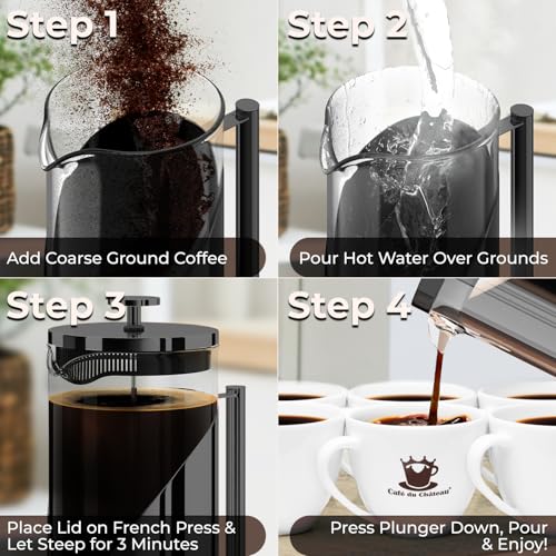 Stainless Steel French Press Coffee Maker 34 oz (Dark Chrome)