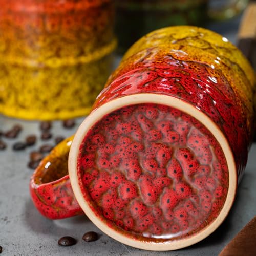 Coffee Mug 20 Oz Coffee Cups Ceramic Tea Cup Large Coffee Mug for Office and Home (Yellow and Red)