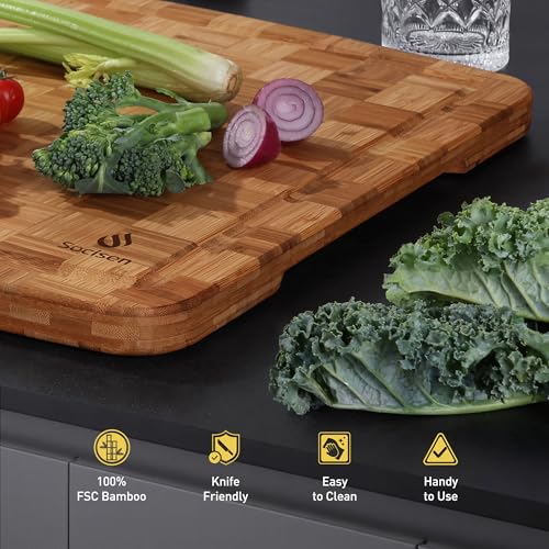 Extra Large Bamboo Wooden Cutting Board Wood Cutting Boards for Kitchen (23.5"L x 18"W)