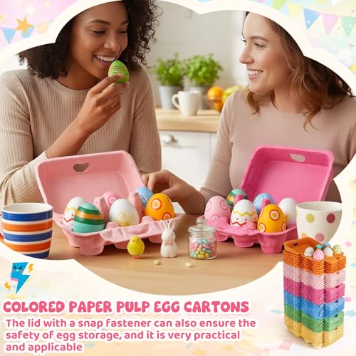 102 Pieces Colored Paper Pulp Egg Cartons Bulk 2 x 3 Colorful Style Vintage Blank Egg Cartons Bulk for Fresh Duck Quail Storage Kitchen Family Farmhouse (2x3 / Colorful)