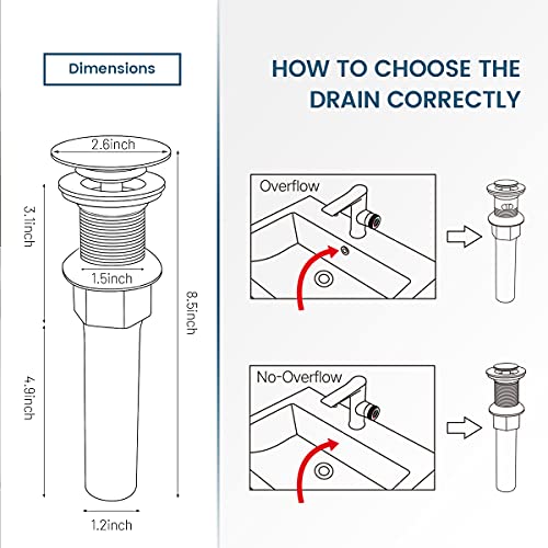 Pop Up Drain Bathroom Faucet Vessel Vanity Sink Drain Stopper (Without Overflow / White)