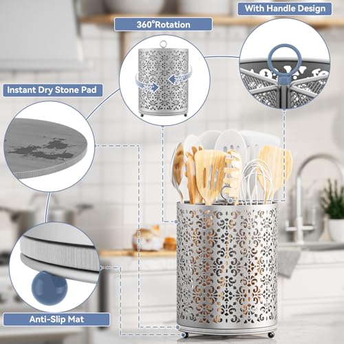 360° Rotating Utensil Holder (Silver)