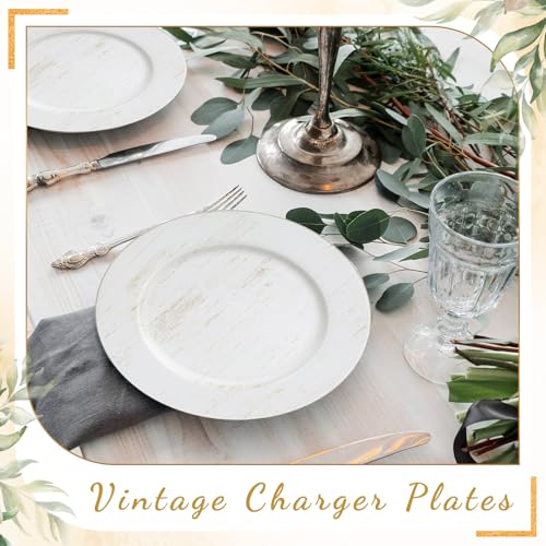 12 Pcs White Vintage Charger Plates (Vintage / White)