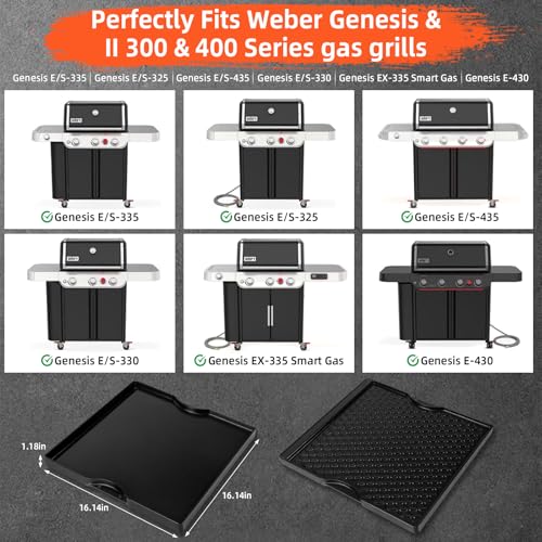Grill Griddle for Weber Genesis 300 & 400 Series (16.1" x 16.1" x 1.2")