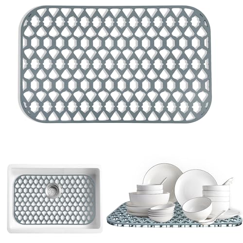 Silicone Kitchen Sink Protectors Mats (Gray (1 Pack))