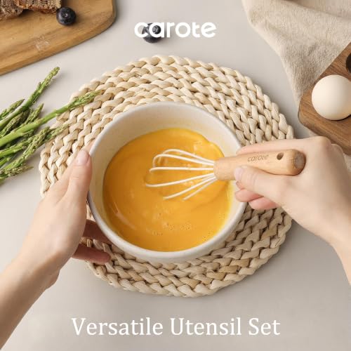 10 Piece Kitchen Utensils Set with Wood Cool (10 PCS / Cream White)