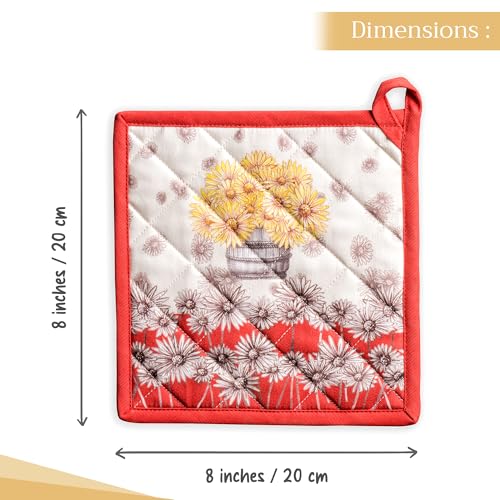 Pot Holders 100% Cotton Potholders (109 - Bagatelle / 8" x 8" (Pot Holder Pack of 1))