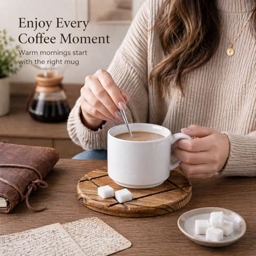 14 OZ Coffee Mugs Set of 6 (White / Set of 6(14 Ounces))