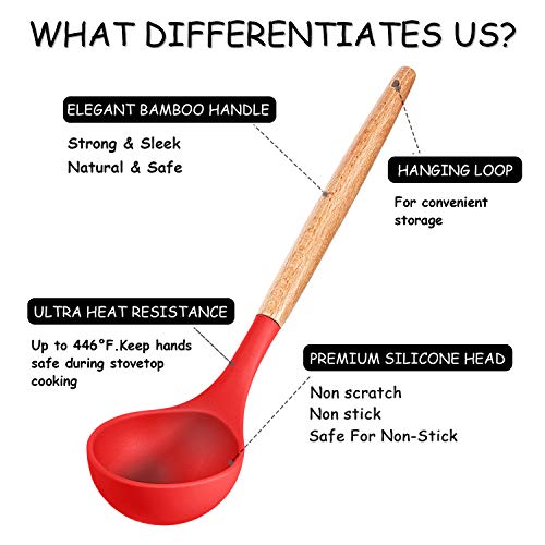 Silicone Cooking Kitchen Utensils Set (Red)