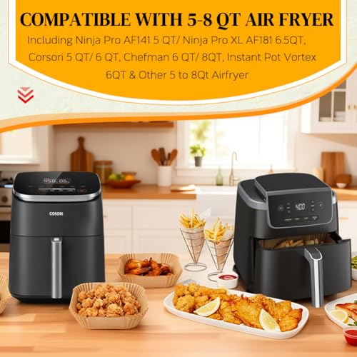 Disposable Square Air Fryer Liners for 5 to 8Qt Airfryer (100 Count)