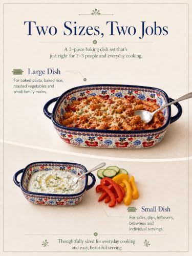 2 Piece Polish Pottery Style Ceramic Baking Dish Set (2 Count)
