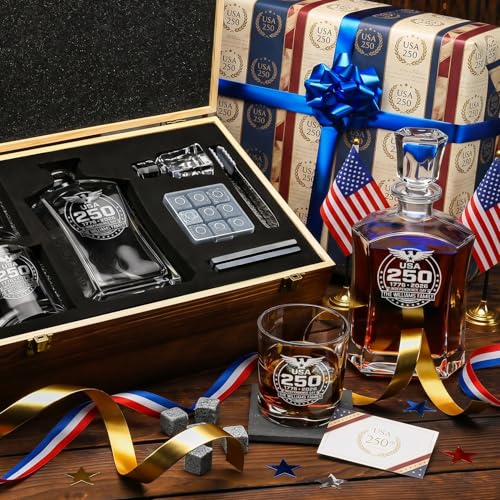 Personalized 250th Anniversary Old Fashioned Whiskey Decanter Set
