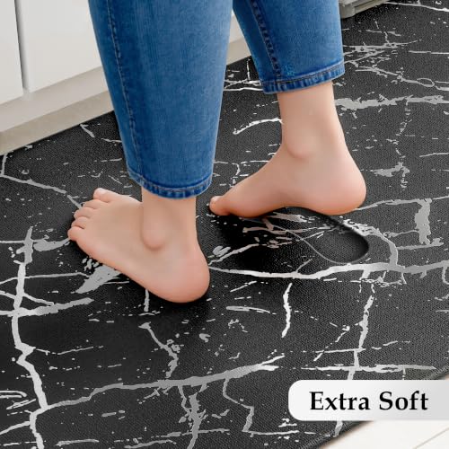 Silver Foil Stamped Marble Kitchen Mats (18.03 sq ft Count)