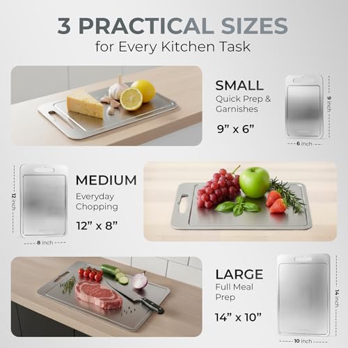 Stainless Steel Cutting Boards For Kitchen (14"L x 10"W)
