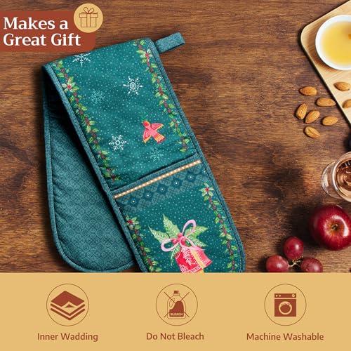 Double Oven Mitts 100% Cotton Double Oven Glove (106 - Hygge Christmas / 7" x 35" (Double Oven Mitt))