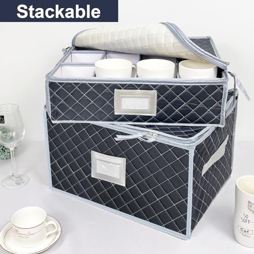 Wine Glass and Mug Storage Box with Dividers (2 Count)