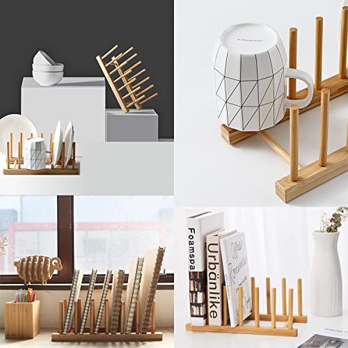 Bamboo Wooden Plate Racks Dish display Holder Kitchen Storage (Pack of 4)